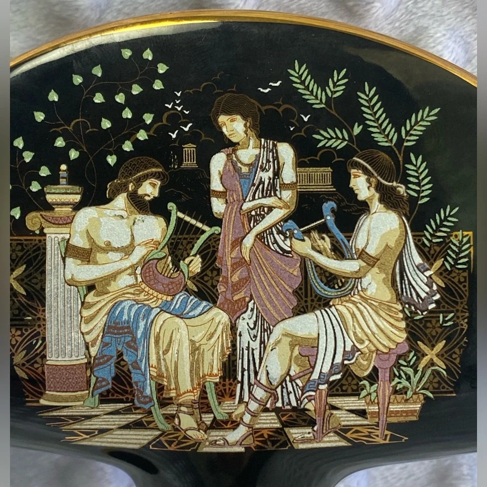 Vintage Handmade Greek Fakiolas Ceramic Napkin Holder with 24K Gold Accents